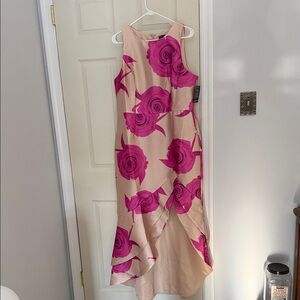 Boston Proper Pink Floral High Low Dress